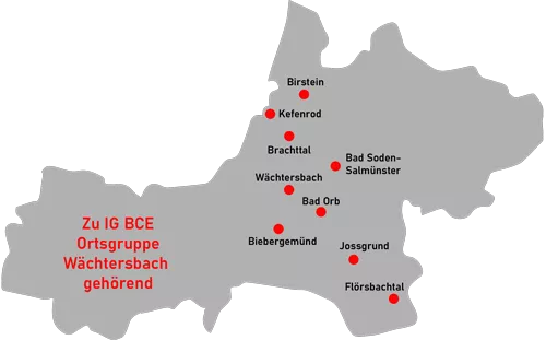 Karte Ortsgruppe IG BCE Wächtersbach