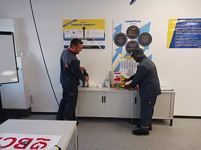 Tariffrühstück bei Goodyear in Hanau